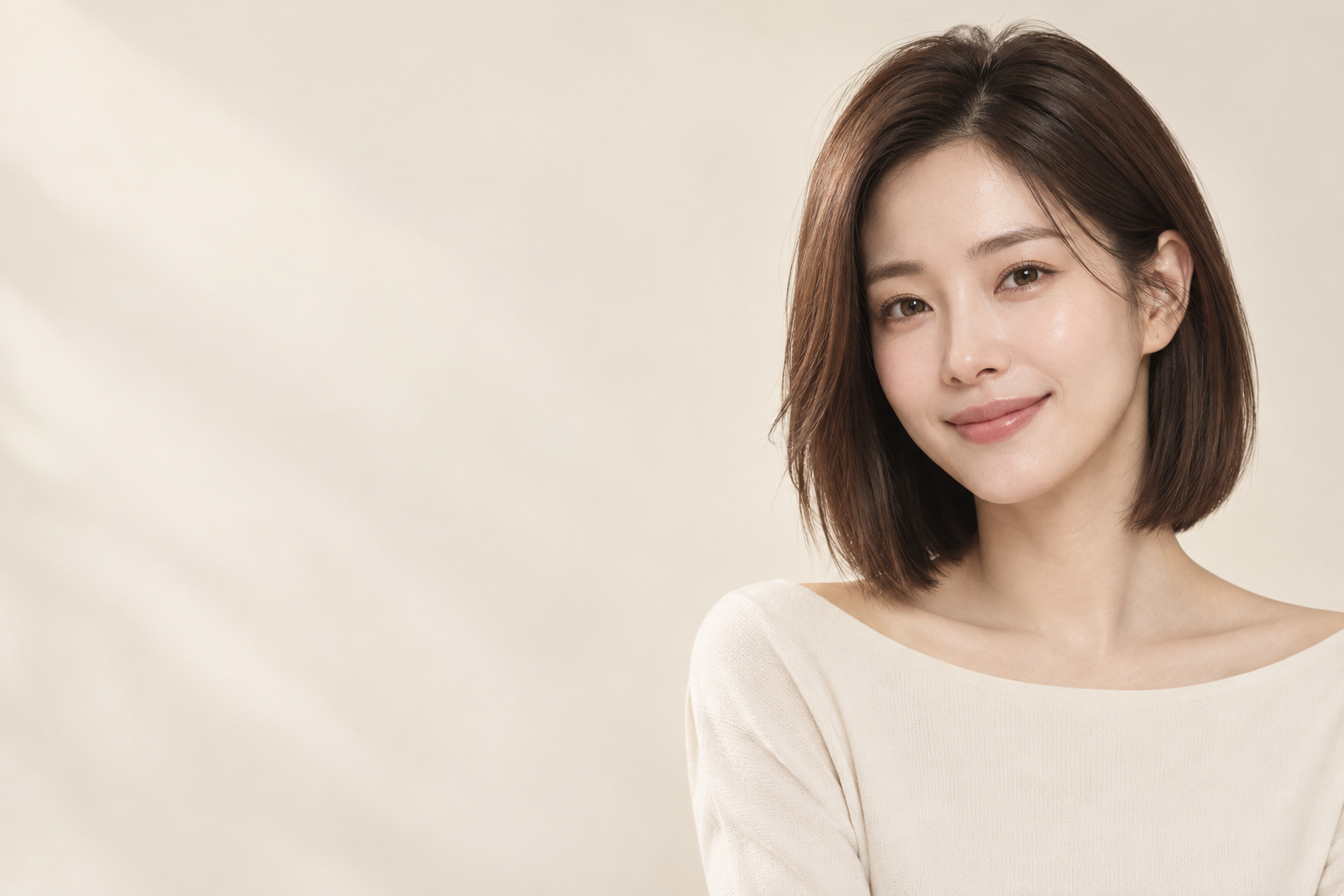 따뜻한 빛 속의 여성 뷰티 모델